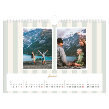 Fotokalender A4 Enkel — Skrift och ränder
