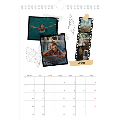 Fotokalender A4 Enkel (20 x 30 cm) — Scrapbook stil [April]