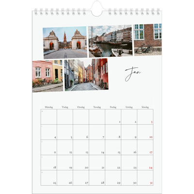 Fotokalender A4 Enkel (20 x 30 cm) — Stadssemester (vit) [Januari]