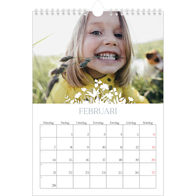 Fotokalender A4 Enkel (20 x 30 cm) — Blommotiv [Februari]