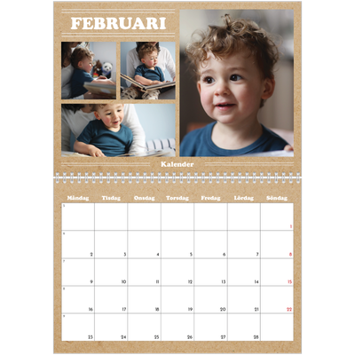 Fotokalender A3 Klassisk (30 x 40 cm) — Magasinstil [Februari]