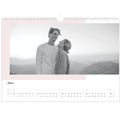 Fotokalender A3 Enkel — Färgglada ramar [Mars]