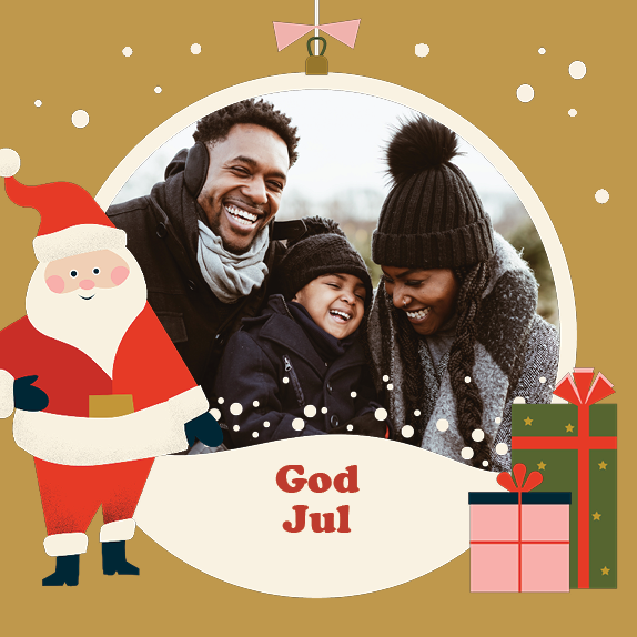 Fotokort — Jultomten och julklappar