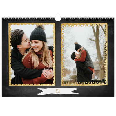 Fotokalender A3 Enkel — Ramar med glitter [omslag]