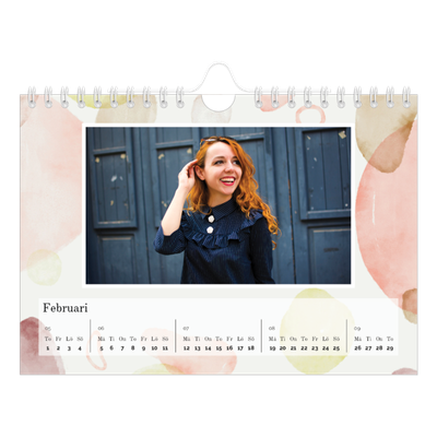 Fotokalender A5 Enkel — Akvarell former [Februari]