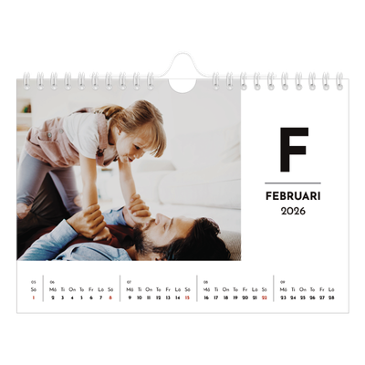 Fotokalender A5 Enkel — Bokstav i fokus [Februari]