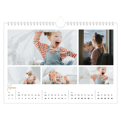 Fotokalender A4 Enkel — Handskriven månad [Februari]