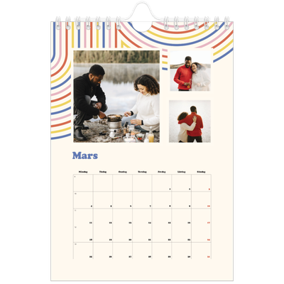 Fotokalender A5 Enkel — Retro ränder [Mars]
