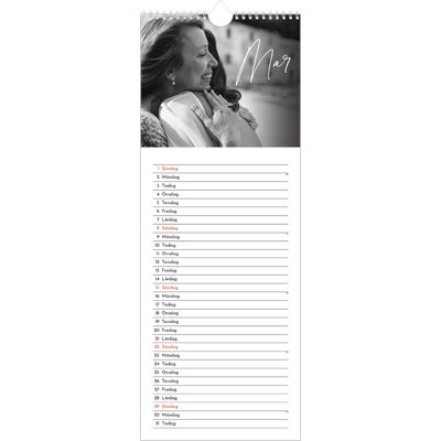 Fotokalender Smal  — Elegant skrift [Mars]