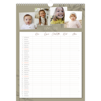 Fotokalender A3 Enkel — Jordnära - Familj på 5