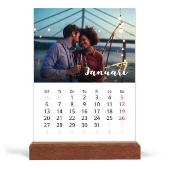 Skrivbordskalender med träställ - Stående — Handskrift på bilden