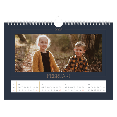 Fotokalender A4 Enkel — Preussisk blå [Februari]