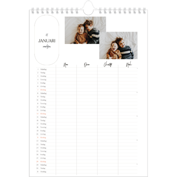 Fotokalender A4 Enkel — Planeraren - Familj på 4