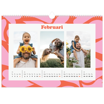 Fotokalender A3 Enkel — Färgglada mönster [Februari]