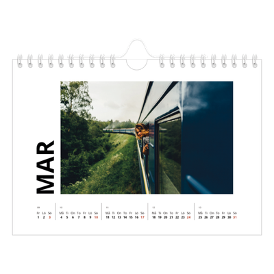 Fotokalender A5 Enkel — Vit kalender [Mars]