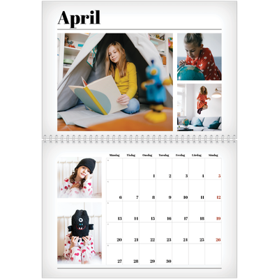 Fotokalender A3 Klassisk (30 x 40 cm) — Tidningsstil [April]
