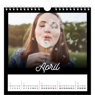 Årskalender kvadratisk — Svart [April]