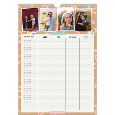 A3 Familjeplanerare — Rustik planerare - Familj på 4 [Februari]