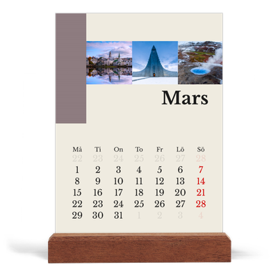 Skrivbordskalender med träställ - Stående — Världens sevärdheter [Mars]