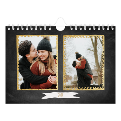 Fotokalender A5 Enkel — Ramar med glitter [omslag]