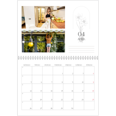 Fotokalender A3 Klassisk (30 x 40 cm) — Enkel botanisk [April]