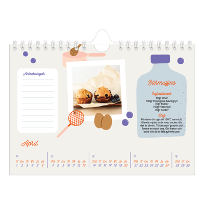 Fotokalender A5 Enkel — Året i recept [April]