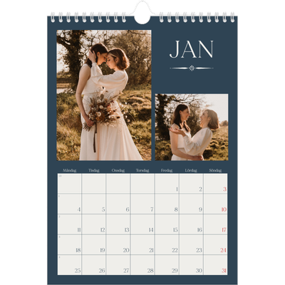 Fotokalender A4 Enkel (20 x 30 cm) — Skiffer & seriffer [Januari]
