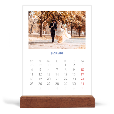 Skrivbordskalender med träställ - Stående — Koboltklassiker [Januari]