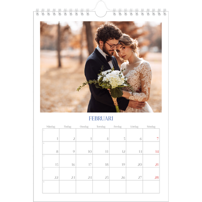 Fotokalender A4 Enkel (20 x 30 cm) — Koboltklassiker [Februari]
