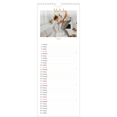 Fotokalender Smal  — Stort teckensnitt i guld [omslag]