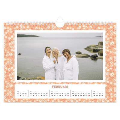 Fotokalender A4 Enkel — Blomstermönster [Februari]