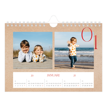 Fotokalender A5 Enkel — Röda detaljer