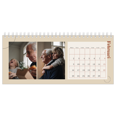 Skrivbordskalendrar — Asymmetrisk text [Februari]