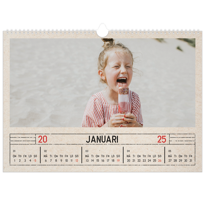 Fotokalender A3 Enkel — Kraftpapper med stämpeleffekt [Januari]