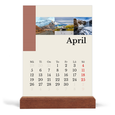 Skrivbordskalender med träställ - Stående — Världens sevärdheter [April]