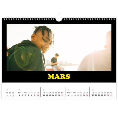 Fotokalender A3 Enkel — Rolig typografi [Mars]