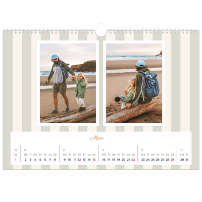 Fotokalender A3 Enkel — Skrift och ränder [Mars]