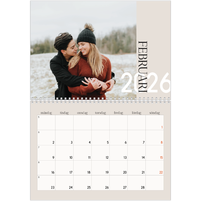 Fotokalender A3 Klassisk (30 x 40 cm) — Överlappande text [Februari]