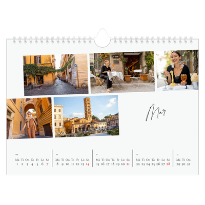 Fotokalender A4 Enkel — Stadssemester (vit) [Mars]