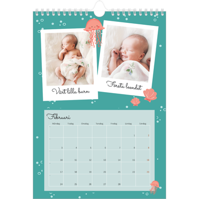 Fotokalender A4 Enkel (20 x 30 cm) — Söta djur [Februari]