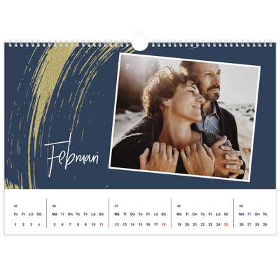 Fotokalender A3 Enkel — Gyllene penseldrag [Februari]