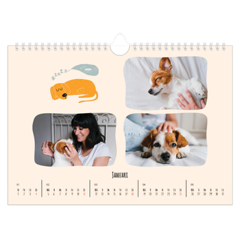 Fotokalender A4 Enkel — Hundtassar och klotter