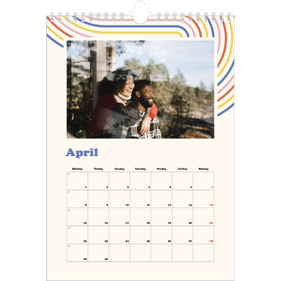 Fotokalender A4 Enkel (20 x 30 cm) — Retro ränder [April]