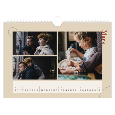 Fotokalender A4 Enkel — Asymmetrisk text [Mars]