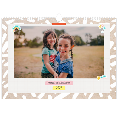 A3 Fotokalender — Rustik planerare - Familj på 5 [omslag]