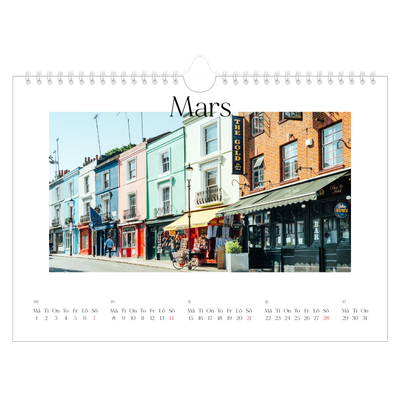 Fotokalender A4 Enkel — Min reseskildring [Mars]