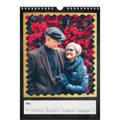 Fotokalender A4 Enkel (20 x 30 cm) — Ramar med glitter [Mars]