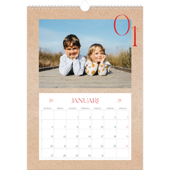 Fotokalender A3 Enkel — Röda detaljer
