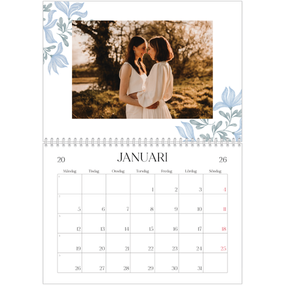 Fotokalender A3 Klassisk (30 x 40 cm) — Elegant blommig [Januari]