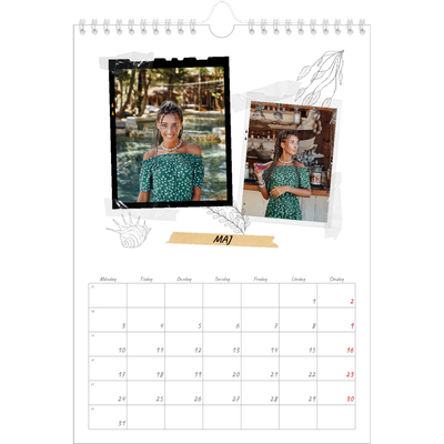 Fotokalender A4 Enkel (20 x 30 cm) — Scrapbook stil [Maj]